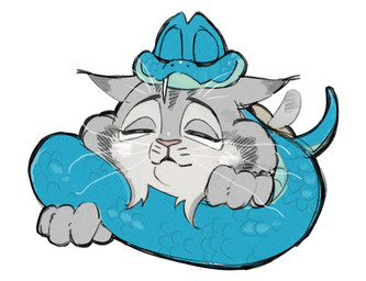 anthro blue_body blue_scales duo ear_tuft fangs feral fur grey_body grey_fur male scales simple_background sleeping teeth tuft whiskers white_background disney zootopia gary_de'snake pawbert_lynxley felid feline lynx mammal pit_viper reptile scalie snake viper 2025 digital_media_(artwork)