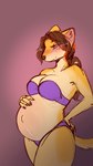 anthro belly big_belly blush bra clothing female hand_on_belly hand_on_butt panties pregnant pregnant_anthro pregnant_female solo underwear thisdingo brioche_(thisdingo) brushtail_marten gulonine mammal marten mustelid musteline 9:16 hi_res