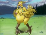 after_transformation anthro belly big_belly big_breasts bottomwear breasts butt clothed clothing collar detailed_background feathers feet female forest lake nipples non-mammal_breasts nude open_mouth plant pregnant pregnant_anthro pregnant_female skirt solo surprise talons toes torn_clothing tree weight_gain blyzzarde final_fantasy square_enix kauko avian chocobo 2018 4:3 comic