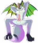 anthro erection fur genitals hands_behind_head knot looking_at_viewer male nude penis pose simple_background solo spread_legs spreading tuft white_background wwaxyy mill millennius bat canid canine fox hybrid mammal pinup