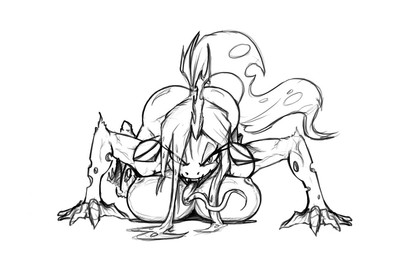 anthro areola big_breasts breasts erect_nipples female nipples solo duplicitousmachine friendship_is_magic hasbro my_little_pony queen_chrysalis_(mlp) arthropod changeling_(mlp) 2015 monochrome source_request