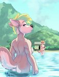 2018 adrian_gray ah_club anthro beach blonde_hair blue_eyes breasts brown_body brown_fur brown_tail butt butt_pose canid canine canis casual_nudity covering covering_breasts day duo featureless_crotch female fingers fur green_hair grey_body grey_fur grey_tail hair hi_res hildegard_rothschild kangaroo looking_back macropod mammal marsupial mohawk multicolored_body multicolored_fur nude nude_anthro nude_beach nude_female outdoor_nudity outside partially_submerged pose pouch_(anatomy) rick_griffin seaside short_hair signature skinny_dipping social_nudity tail tan_body tan_fur tan_tail two_tone_body two_tone_fur two_tone_tail water white_body white_fur white_tail wolf