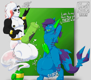 2_penises animal_genitalia animal_penis anthro cock_vore digestion digestion_noises duo eyewear eyewear_only genitals glasses glasses_only hemipenes magic_lamp male male_pred multi_genitalia multi_penis nipple_piercing nipples nude penile penis piercing text vore wearing_glasses heatzone bear fish genie giant_panda mammal marine shark english_text hi_res