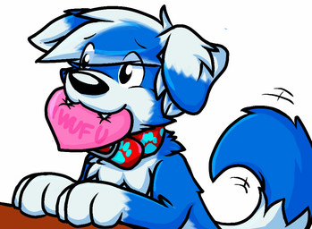 anthro biped black_eyes black_nose blue_body blue_ears blue_fur blue_hair collar dipstick_ears dipstick_tail directed_motion_outline ear_markings eye_through_hair fangs floppy_ears fur hair heart_object_in_mouth heart_symbol holidays i_love_you looking_aside male markings motion_lines motion_outline mouth_hold multicolored_body multicolored_ears multicolored_fur multicolored_hair object_in_mouth red_collar smooth_motion_outline solo tail tail_markings tail_motion tailwag teeth text_in_heart translucent translucent_hair two_tone_body two_tone_ears two_tone_fur two_tone_hair white_body white_ears white_fur white_hair gaokun valentine's_day gao_(gaokun) border_collie canid canine canis collie domestic_dog herding_dog hybrid mammal nordic_sled_dog pastoral_dog samoyed sheepdog spitz 2015