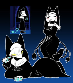 blue_background blush blush_stickers bodily_fluids clothing cum cum_on_clothing cum_on_face female genital_fluids gradient_background looking_at_viewer looking_smug machine nun nun_outfit praying simple_background smile smug smug_face tail yellow_eyes storm_(artist) deltarune undertale_(series) tasque_manager tasque_manager_(nun) darkner felid mammal robot