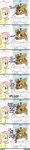 dialogue duo eye_contact eyelashes female feral hair horn looking_at_another ossicone pillow pink_hair text tongue tongue_out selenophile friendship_is_magic hasbro my_little_pony fluttershy_(mlp) gina_(mlp) equid giraffe giraffid mammal 2017 absurd_res english_text hi_res long_image tall_image