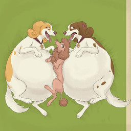 abdominal_bulge belly bloated cuddling female female/female feral feral_pred group hug oral_vore soft_vore trio vore weight_gain ashantihyena belfort_and_lupin diana_litta_(ashanti) ponne_(belfort_and_lupin) tane_(belfort_and_lupin) canid canine canis domestic_dog mammal poodle 1:1 absurd_res hi_res