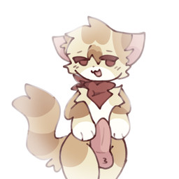 anthro erection femboy fur genitals kemono male penis pink_penis red_eyes solo teasing thick_thighs yellow_body yellow_fur solark1tty domestic_cat felid feline felis mammal 1:1 hi_res