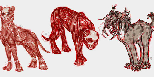 ambiguous_gender bone brown_hair claws exposed_bone exposed_muscle feral feral_with_hair feralized group hair sharp_teeth simple_background spots teeth trio white_background silveyytm attack_on_titan armin_arlert bertholdt_hoover ymir_(shingeki_no_kyojin) cougar felid feline lynx mammal pantherine titan_(attack_on_titan) 2020 female_(lore) male_(lore)