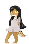 anthro clothed clothing female solo standing yellow_eyes young young_anthro young_female pencil_bolt lyra_becky alligatorid caiman crocodilian reptile scalie hi_res