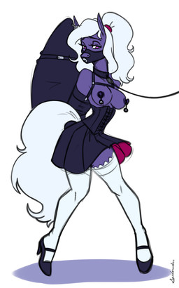anthro armbinder bdsm binder_(restraint) bondage bondage_gear bound bound_female clothing damsel_in_distress female footwear gag gagged hair high_heels leash legwear maid_uniform muzzle_(object) muzzlegag peril ponytail purple_body restraints shoes simple_background solo stockings trapped uniform white_background white_clothing white_hair white_legwear white_stockings wingbinders wings wings_tied spiderweber hasbro my_little_pony mythology fan_character violet_seren equid equine mammal mythological_creature mythological_equine pegasus 5:8 absurd_res hi_res