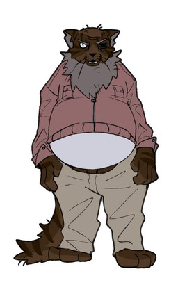 anthro bottomwear brown_body brown_fur clothed clothing elderly elderly_anthro elderly_male eyebrows fluffy fluffy_tail fur jacket male ocular_prosthetic overweight overweight_anthro overweight_male pants pink_clothing prosthetic shirt simple_background solo standing tail tan_bottomwear tan_clothing tan_pants topwear stinkycat234 the_boondocks uncle_ruckus domestic_cat felid feline felis mammal hi_res