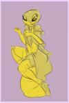 2015 2:3 anthro anthrofied border breasts female fuf generation_1_pokemon hi_res kakuna nintendo pokemon pokemon_(species) pokemorph purple_border solo