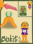 animal_genitalia animal_penis anthro balls canine_genitalia canine_penis claws clothed clothing covering covering_eyes covering_face embarrassed erection floppy_ears fur genitals green_body green_ears green_fur green_tail kneeling knot male orange_body orange_fur partially_clothed penis rear_view sheath simple_background tail tail_motion tailwag thelazydog animal_crossing nintendo biskit_(animal_crossing) canid canine canis domestic_dog mammal 3:4 digital_media_(artwork)