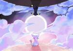 ambiguous_gender cloud detailed_background duo feral moon night outside sky super-tuler nintendo pokemon eeveelution espeon generation_2_pokemon pokemon_(species) umbreon