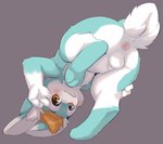 animal_genitalia anthro anus backsack balls bent_over blue_body blue_fur blush brown_eyes brown_hair butt fur genitals hair inner_ear_fluff male perineum sheath solo tuft white_body white_fur young young_anthro seth-iova kai_(kaibun) lagomorph leporid mammal rabbit absurd_res hi_res