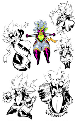 antennae_(anatomy) big_breasts bodysuit boots breasts clothed clothing curvy_figure eyewear female footwear gesture hair hand_gesture heart_symbol high_heeled_boots high_heels horn huge_breasts humanoid_pointy_ears legwear pointy_ears scarf shoes skinsuit standing t-pose teeth text thick_thighs thigh_boots thigh_highs thumbs_up tight_clothing voluptuous wide_hips theguywhodrawsalot sara_(theguywhodrawsalot) valerie_(theguywhodrawsalot) alien alien_humanoid horned_humanoid humanoid 2022 english_text hi_res