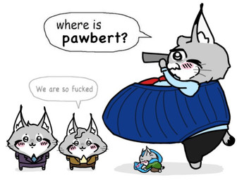 accessory anthro binoculars blue_body blue_scales blush chibi dialogue female feral fur grey_body grey_fur group humor kiss_on_lips kissing male male/male necktie overweight overweight_male pointy_ears scales searching short_tail speech_bubble tail strawbrrykittys disney zootopia cattrick_lynxley gary_de'snake kitty_lynxley milton_lynxley pawbert_lynxley canada_lynx felid feline lynx mammal pit_viper reptile scalie snake viper