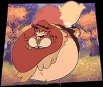 air_from_butt air_from_mouth air_inflation anthro belly belly_expansion big_belly expansion female forced forced_inflation huge_belly hyper hyper_belly hyper_inflation inflation leaf_blower magic_user solo surprised_expression witch necroskol grace_(floa) canid canine fox mammal 2024 absurd_res alpha_channel hi_res