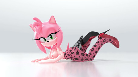 5_fingers anthro breasts clothed clothing female fingers footwear fur high_heels legwear lidded_eyes looking_at_viewer medium_breasts multicolored_body multicolored_fur nipples pantyhose shoes solo topless topless_anthro topless_female hitmarker hooked_on_heel_(trend) sega sonic_the_hedgehog_(series) amy_rose eulipotyphlan mammal 16:9 3d_(artwork) 3d_animation animated digital_media_(artwork) hi_res loop no_sound short_playtime webm widescreen