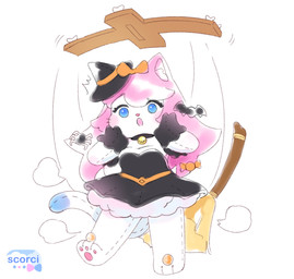 blue_eyes broom cleaning_tool emanata female holidays pawpads plushie puppet puppet_strings solo stitch_(sewing) tail witch_costume scorci halloween animate_inanimate arachnid arthropod bat felid feline living_plushie mammal spider 2025 hi_res