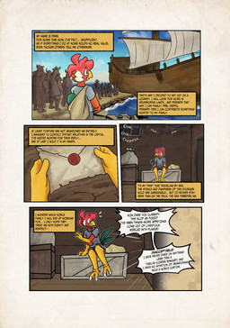 3_toes anthro beak clothed clothing dialogue fantasy feet male outside scared sitting solo text toes zaryuzu_73 dungeons_and_dragons hasbro wizards_of_the_coast fern_(zaryuzu_73) avian bird chicken galliform phasianid comic english_text hi_res