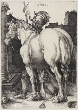 armor butt classical_architecture clothed clothed_human clothed_male clothing column duo feral fur halberd headgear helmet hooves male male_feral melee_weapon muscular muscular_feral nude nude_male polearm staining standing tail weapon albrecht_durer public_domain equid equine horse human mammal 1505 16th_century absurd_res ancient_art dated detailed engraving_(artwork) hi_res huge_filesize signature traditional_media_(artwork)