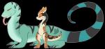 anthro claws duo female feral horn male male/female side_view simple_background smile toe_claws tongue tongue_out transparent_background anidra estra kobold lizard monitor_lizard reptile scalie 2016 absurd_res alpha_channel digital_media_(artwork) hi_res