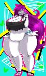 anthro belly belly_overhang clothed clothing female looking_at_viewer machine navel obese obese_anthro obese_female open_mouth overweight overweight_anthro overweight_female smile solo standing thick_thighs artesia_(artist) robot absurd_res hi_res