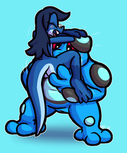 3_toes anthro anthro_on_anthro anthro_penetrated anthro_penetrating anthro_penetrating_anthro big_butt black_eyes blue_body blue_hair blue_skin blush butt carrying_another carrying_partner eyewear eyewear_only fangs feet fellatio female female_penetrated genitals glasses glasses_only grey_body grey_eyewear grey_glasses grey_skin grey_vulva hair head_grab larger_anthro larger_female larger_penetrated long_hair looking_down male male/female male_penetrating male_penetrating_female nude open_mouth oral overweight overweight_anthro overweight_female penetration penile pink_sclera pupils sex sharp_teeth size_difference smaller_anthro smaller_male teeth thick_thighs toes vulva wearing_glasses white_pupils ultilix nintendo pokemon ulti_(ultilix) amphibian generation_5_pokemon lizard pokemon_(species) reptile scalie seismitoad 2025