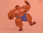 abs anthro bottomwear bulge clothing cutoffs denim denim_bottomwear denim_clothing fingerless_gloves footwear gloves handwear male muscular muscular_anthro muscular_male nipples pecs pubes shirtless shoes shorts solo gabgbb activision crash_bandicoot_(series) crash_bandicoot bandicoot mammal marsupial 2022 hi_res