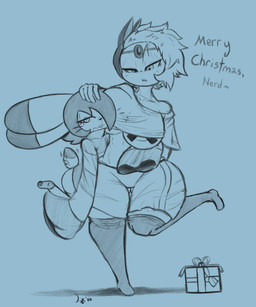 anthro bottomwear breasts buckteeth clothing crop_top dipstick_ears dipstick_tail duo ear_markings eyelashes female gem gift hand_on_another's_head holding_another leg_markings legwear long_sleeve_sweater male male/female markings multicolored_ears nipple_tape one_leg_up pasties pupils raised_leg scut_tail shirt short_tail shorts simple_background size_difference slit_pupils socks_(marking) stockings tail tail_markings tape teeth text thick_thighs topwear under_boob whiskers wide_hips salaciouslx nintendo pokemon dumbun generation_5_pokemon lagomorph legendary_pokemon leporid mammal meloetta pokemon_(species) rabbit 2025 black_and_blue english_text hi_res monochrome sketch