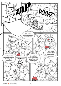 anthro bone clothing dialogue female male pokeball purple_eyes red_eyes skeleton text ttux3 nintendo pokemon pokemon_khronull roman_(ttux3) chesnaught generation_4_pokemon generation_5_pokemon generation_6_pokemon human lucario mammal pokemon_(species) serperior absurd_res comic english_text hi_res
