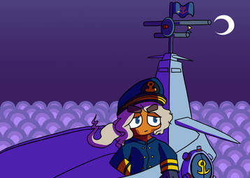 blue_eyes brown_body brown_fur clothing female fur hair hat headgear headwear solo thegunkster bloons_tower_defense ninja_kiwi admiral_brickell haplorhine mammal monkey primate digital_media_(artwork) shaded