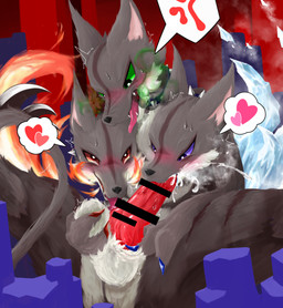3_heads autofellatio fire flaming_tail fur grey_body grey_fur ice_tail kemono knot male masturbation multi_head oral oral_masturbation penile penile_masturbation self_oral tail mai_(61361850) european_mythology greek_mythology mythology canid canid_demon canine cerberus demon hellhound mammal mythological_canine mythological_creature absurd_res hi_res