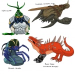 ambiguous_gender armor feral group headgear helmet humor melee_weapon slime sword text weapon bleuhawke guild_wars arthropod fish insect lizard marine reptile scalie 1:1 english_text multiple_images