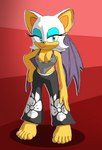 anthro bat_wings blue_eyeshadow breasts cleavage clothed clothing eyeshadow female makeup membrane_(anatomy) membranous_wings shoulder_wedgie smile smirk smug solo wedgie wings radicool332 sega sonic_riders sonic_the_hedgehog_(series) rouge_the_bat bat mammal hi_res