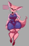 anthro big_breasts big_ears black_eyes breasts cheek_tuft clothed clothing dress facial_tuft female fully_clothed fur hand_on_hip laugh office_lady open_mouth solo speech_bubble standing tan_body tan_fur thick_thighs tuft underflowing_text vocalization wide_hips xexeezy aggretsuko sanrio fenneko canid canine fennec_fox fox mammal true_fox hi_res unavailable_at_source