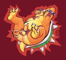 accessory anthro anus armband armpit_hair ball_tuft balls belly body_hair butt butt_hair chest_hair cock_ring countershade_balls countershade_butt countershade_face countershade_feet countershade_genitalia countershade_tail countershade_torso countershading erection facial_hair feet genitals green_body hair humanoid_genitalia humanoid_penis jewelry looking_at_viewer male male_anthro musclegut muscular muscular_anthro muscular_male mustache nipples nude nude_anthro nude_male open_mouth open_smile orange_body overweight overweight_anthro overweight_male penis penis_accessory penis_jewelry pink_penis presenting presenting_anus pubes red_background red_eyes red_hair shell simple_background smile smiling_at_viewer solo spiked_shell spikes spikes_(anatomy) spread_legs spreading tail teeth tongue tuft yellow_body yellow_penis evilthesorcerer mario_bros nintendo bowser koopa scalie hi_res