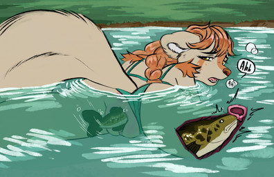 accidental_penetration ambiguous_feral ambiguous_gender ambiguous_prey anthro anthro_on_feral anthro_pred anus bestiality bikini bikini_bottom_aside biped butt cervical_contact cervix clitoris clothed clothed_anthro clothed_female clothed_pred clothing clothing_aside cutaway duo emanata eyebrows female female/ambiguous female_anthro female_on_feral female_pred feral feral_prey fish_insertion genitals humanoid_genitalia humanoid_vulva internal internal_vaginal larger_anthro larger_female larger_pred living_insertion looking_at_viewer looking_back looking_back_at_viewer looking_pleasured moan partially_submerged penetration predator/prey raised_inner_eyebrows size_difference smaller_ambiguous smaller_feral speech_bubble swimming swimwear text two-piece_swimsuit unbirthing unwilling_pred uterus vaginal vaginal_penetration vore vulva water prince-vulpine aquatic bass_(fish) canid fish mammal 2025 colored digital_media_(artwork) english_text hi_res lol_comments