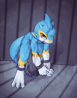 anthro blue_body bound chain chained claws cuff_(restraint) handcuffs looking_at_viewer male metal_cuffs nude paws restraints shackles simple_background solo tail fishy_fizz mythology finn_(fishy_fizz) aquatic aquatic_dragon dragon mythological_creature mythological_scalie scalie digital_media_(artwork) hi_res