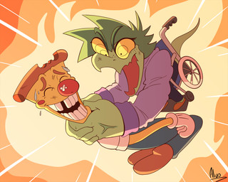 aggressive anthro band-aid bandage biped bodily_fluids bruised bruised_face clothed clothed_anthro clothed_female clothed_male clothing disability duo female fingers flying_sweatdrops food footwear freckles gloves green_body green_hair hair handwear hoodie humanoid_hands impact_lines male neck_grab open_mouth open_smile paraplegic purple_clothing purple_hoodie purple_topwear shoes sitting slippers smile strangling sweat sweatdrop tail teeth text topwear vehicle veiny_hands wheelchair white_clothing white_gloves white_handwear yellow_eyes yellow_sclera ok-nobody-3893 cavemanon_studios i_wani_hug_that_gator olivia_tower pizza_tower olivia_halford pizzahead baryonyx dinosaur food_creature prehistoric_species reptile saurischian scalie spinosaurid theropod 2025 5:4 artist_name colored crossover hi_res shaded
