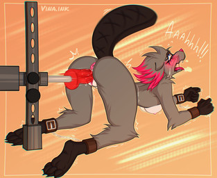 all_fours anthro anus areola bdsm blush bodily_fluids bound breasts butt chain clitoral_hood clitoris cuff_(restraint) dildo dildo_in_vagina dildo_insertion female female_penetrated fucking_machine fur genital_fluids genitals hair machine nipples open_mouth penetration restraints sex sex_toy sex_toy_in_vagina sex_toy_insertion shackled_ankles shackled_wrists solo submissive submissive_female tail tongue tongue_out vaginal vaginal_fluids vaginal_fluids_on_dildo vaginal_penetration vulva vina.ink beaver mammal rodent digital_media_(artwork) hi_res