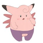 1:1 absurd_res clefable clothed clothing female generation_1_pokemon genitals hi_res looking_at_viewer nintendo open_mouth pokemon pokemon_(species) pussy r0cketjumper simple_background solo white_background