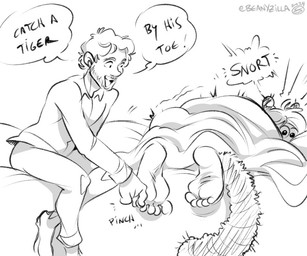 alternate_species barefoot clothed clothing duo feet foot_focus hair humanoid_feet humanoidized male plantigrade simple_background tail whiskers zillabean hannibal_(series) hannibal_lecter will_graham animal_humanoid felid felid_humanoid human humanoid mammal mammal_humanoid pantherine pantherine_humanoid tiger_humanoid 6:5 digital_media_(artwork) monochrome