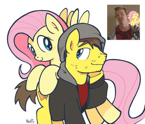 blonde_hair blue_eyes duo female hair male male/female pink_hair ponification simple_background smile white_background wings awessomest29761 breaking_bad friendship_is_magic hasbro my_little_pony mythology aaron_paul fluttershy_(mlp) jesse_pinkman equid equine horse human mammal mythological_creature mythological_equine pegasus pony crossover