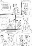 anthro clothing dialogue duo fur long_ears male simple_background size_difference smile sore speech_bubble text tickling white_background bernielover disney zootopia judy_hopps nick_wilde canid canine fox lagomorph leporid mammal rabbit red_fox true_fox comic english_text hi_res monochrome