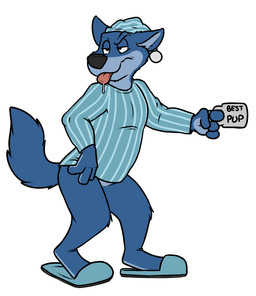 4_fingers anthro black_nose blue_body blue_clothing blue_countershading blue_fur blue_headwear blue_tail blue_topwear bodily_fluids bottomless cheek_tuft clothed clothing container countershade_torso countershading cup drooling eyebrow_piercing eyebrows facial_piercing facial_tuft featureless_crotch fingers footwear fur half-closed_eyes headgear headwear holding_container holding_cup holding_object knee_tuft leg_tuft looking_away male multicolored_body multicolored_fur narrowed_eyes pattern_clothing pattern_headgear pattern_headwear pattern_topwear piercing pink_tongue raised_eyebrow saliva shoes side_view simple_background slippers solo standing step_pose striped_clothing striped_headgear striped_headwear striped_topwear stripes tail text tongue tongue_out topwear tuft two_tone_body two_tone_fur white_background rotten_robbie robbie_(rotten_robbie) canid canine canis mammal wolf english_text flat_colors full-length_portrait portrait