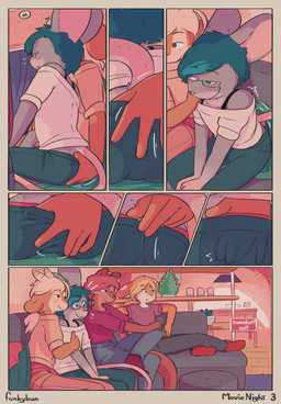 anthro blush blush_lines clothed clothing electronics eyewear female floppy_ears fully_clothed furniture glasses grope group hand_in_pants horn inside lop_ears male on_sofa ottoman page_number sex sitting sitting_on_sofa sofa spreading stealth_sex tail television text title conditional_dnp funkybun cassandra_(funkybun) emil_(funkybun) lily_(funkybun) sophie_(funkybun) bovid caprine goat lagomorph leporid mammal mouse murid murine mustelid otter rabbit rodent artist_name comic english_text hi_res trans_(lore)