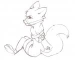 anthro arms_tied ball_gag biped bound butt female fur gag hands_behind_back harness harness_gag legs_tied looking_back muzzle_(object) simple_background sitting solo white_background alec8ter conditional_dnp disney zootopia skye_(zootopia) arctic_fox canid canine fox mammal true_fox 2018 monochrome signature sketch